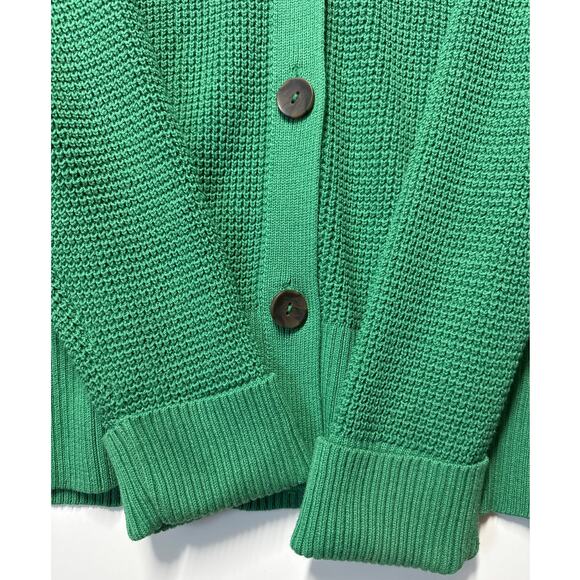 J. Jill Waffle Knit Collared Button Up Cardigan Sweater Green Size L Tall Long - Picture 8 of 14